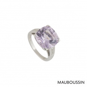 Mauboussin White Gold Diamond and Amethyst Gueule d Amour Ring